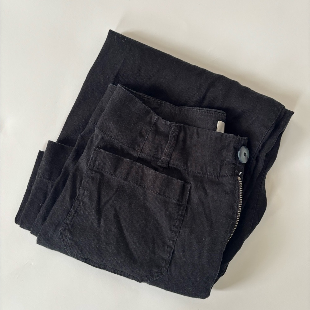 Anthropologie MAEVE Collette cropped linen pants black sz 28